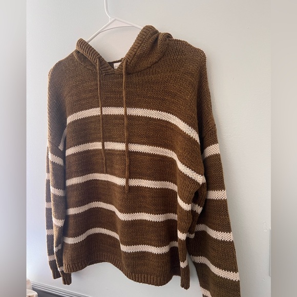 Garnet Hill S Hooded Beach Sweater Chunky Loose Weave
Brown White Stripe - Picture 4 of 7
